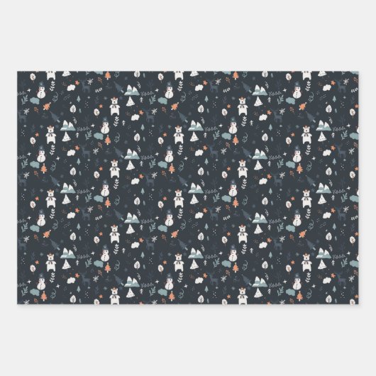 Niedliche Skandinavier Weihnachtsbild Geschenkpapier Set (Vorderseite 2)