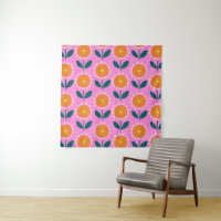 Niedliche skandinavische Blume in Rosa und Orange