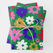 Niedliche skandinavische Blume Muster in grün Geschenkpapier Set (Beispiel)
