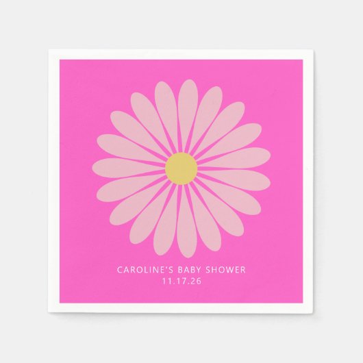 Niedliche skandinavische Blume Rosa Kinderdusche n Serviette (Vorderseite)