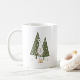 Niedliche skandinavische Gnome Bird Pine Trees Kaffeetasse