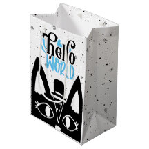 Niedliche skandinavische Katze mit der Hallo-Welt