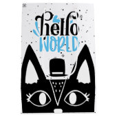 Niedliche skandinavische Katze mit der Hallo-Welt Mittlere Geschenktüte (Rückseite)