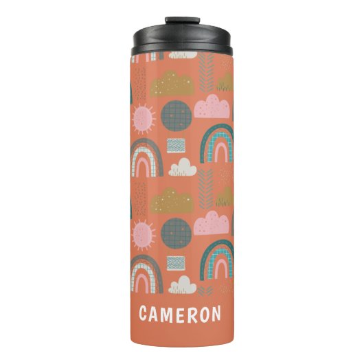 Niedliche skandinavische Regenbows Personalisiert Thermosbecher (Vorderseite)