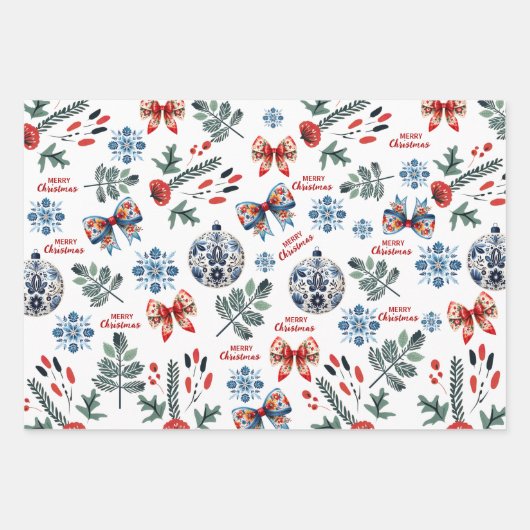 niedliche skandinavische Weihnachten gemütlich Geschenkpapier Set (Vorderseite)