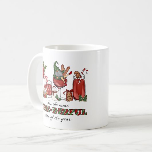 Niedliche skandinavische Weihnachtsglocken mit Wei Kaffeetasse (Vorderseite Links)