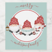 Niedliche skandinavische Weihnachtsgnomen Weinetikett (Einzelnes Label)