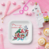 Niedliche skandinavische Weihnachtsmarkt-Teller Pappteller (Party)