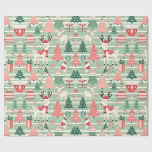 Niedliche skandinavische Weihnachtssaison Geschenkpapier (Flach)