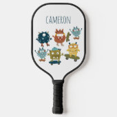 Niedliche Skateboard-Monster Personalisierter Name Pickleball Schläger (Rückseite)