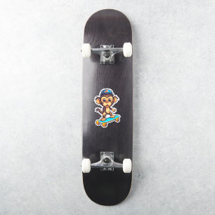 Niedliche Skateboarding-Affenaufkleber Aufkleber