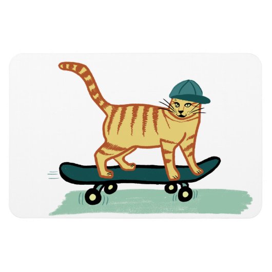 Niedliche Skateboarding Kitty Cat Magnet (Horizontal)