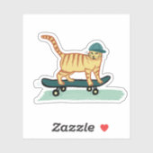 Niedliche Skateboarding Tabby Cat Aufkleber (Blatt)