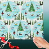 Niedliche Skaten-Katzen und Weihnachtsspuren Geschenkpapier