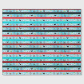 Niedliche Skaten-Katzen und Weihnachtsspuren Geschenkpapier (Flach)