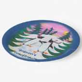 Niedliche Skaten-Pinguine-Schneeballplatte Pappteller (Schrägansicht)