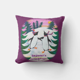 Niedliche Skaten-Pinguine Snow-Szene Fun Kissen