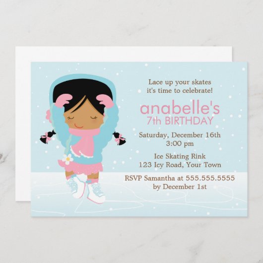 Niedliche Skater Girls Geburtstag Einladung (Vorne/Hinten)