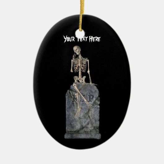 Niedliche Skeleton Grabstein Halloween Ornament (Vorne)