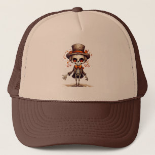 Niedliche Skeleton Halloween Hexe Truckerkappe