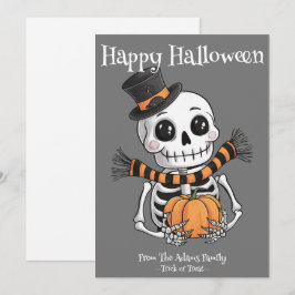 Niedliche Skelettabbildungskarte Flat Holiday Card Feiertagskarte