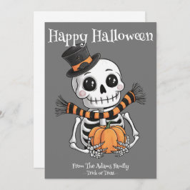 Niedliche Skelettabbildungskarte Flat Holiday Card Feiertagskarte