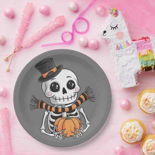 Niedliche Skelettbildplatte Pappteller (Party)