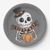 Niedliche Skelettbildplatte Pappteller (Vorderseite)