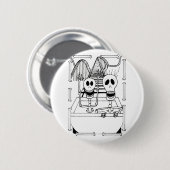 Niedliche Skelette auf Roller Untersetzer Ride Button (Vorne & Hinten)