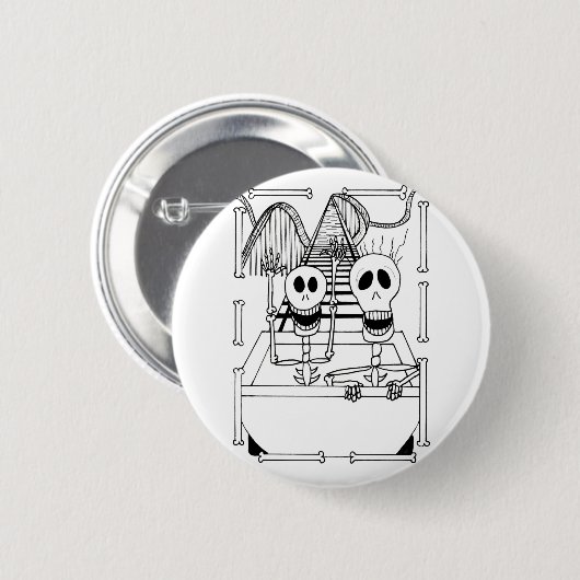 Niedliche Skelette auf Roller Untersetzer Ride Button (Vorne & Hinten)