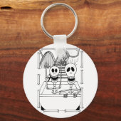 Niedliche Skelette auf Roller Untersetzer Ride Schlüsselanhänger (Vorderseite)