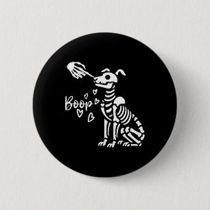 Niedliche Skeletthand Boop Hund Funny Halloween Button