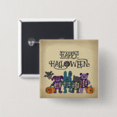 Niedliche Skeletttiere und Pumpkins Halloween Button (Vorne & Hinten)