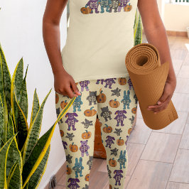 Niedliche Skeletttiere und Pumpkins Halloween Leggings