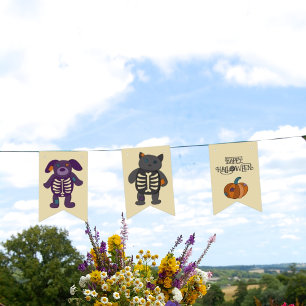 Niedliche Skeletttiere und Pumpkins-Halloween-Part Wimpelkette