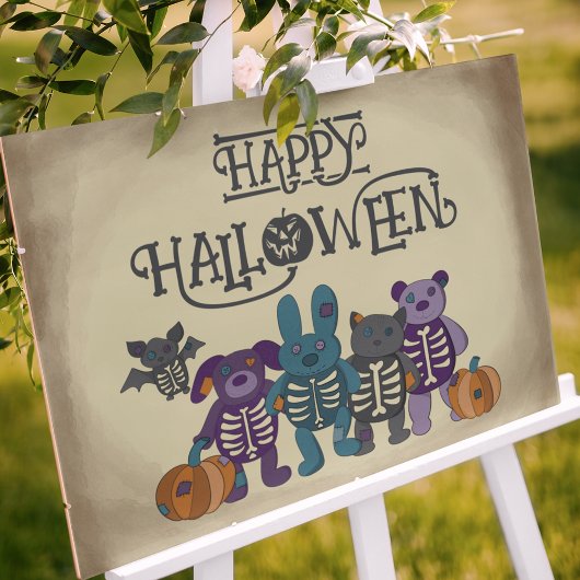 Niedliche Skeletttiere und Pumpkins Halloween Poster