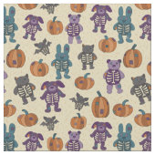 Niedliche Skeletttiere und Pumpkins Halloween Stoff (Nahaufnahme)