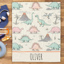 Niedliche Sketchy Dinosaurier auf Jurassic Land Fleecedecke