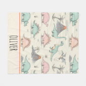 Niedliche Sketchy Dinosaurier auf Jurassic Land Fleecedecke (Vorderseite (Horizontal))