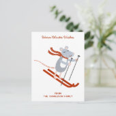 Niedliche SkiMaus Personalisiert Feiertagspostkarte (Stehend Vorderseite)