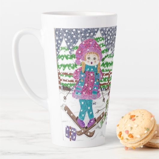 Niedliche SkitourenIllustration Latte Tasse (Beispiel)