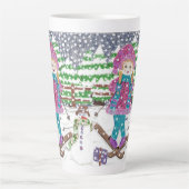 Niedliche SkitourenIllustration Latte Tasse (Vorderseite)
