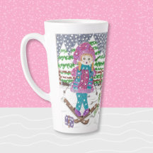 Niedliche SkitourenIllustration Latte Tasse