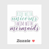 Niedliche Skriptreise mit Unicorns Swim mit Mermai Aufkleber (Blatt)