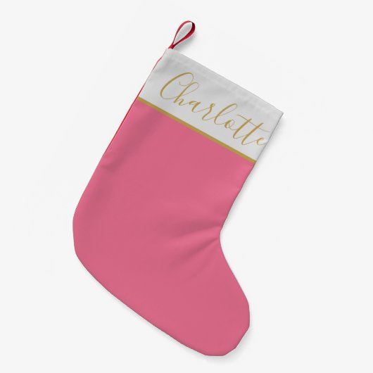 Niedliche Skripttypografie Name Bright Pink  Kleiner Weihnachtsstrumpf (Vorderansicht (hängend))