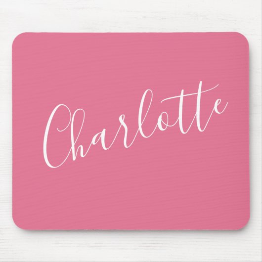Niedliche Skripttypografie Name Bright Pink Mousepad (Vorne)