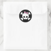 Niedliche Skull-Girl-Aufkleber Runder Aufkleber (Tasche)