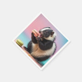 Niedliche Skunk Eating Colorful Macaroons Serviette (Ecke)