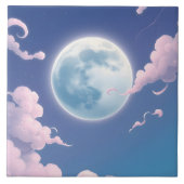 Niedliche skurrile Abbildung des Mondes im Nachthi Fliese (Vorderseite)