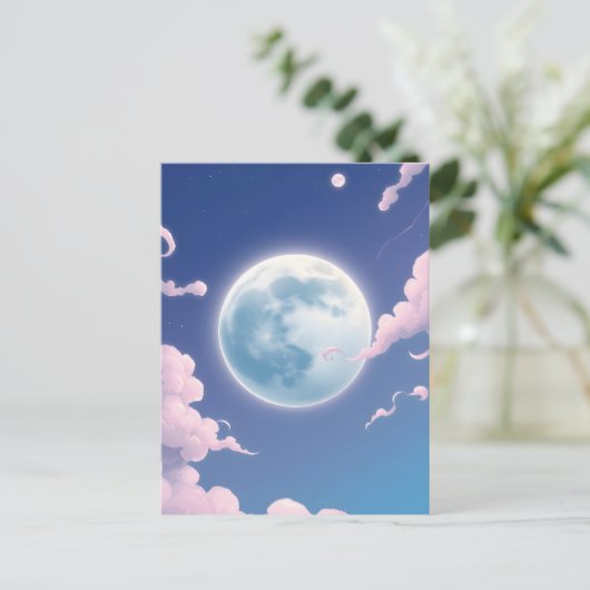 Niedliche skurrile Abbildung des Mondes im Nachthi Postkarte (Stehend Vorderseite)